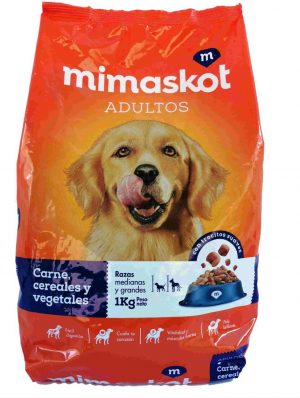 Comida para Perros MIMASKOT Adultos (Carne Cereal y Vegetales) X 1 kg
